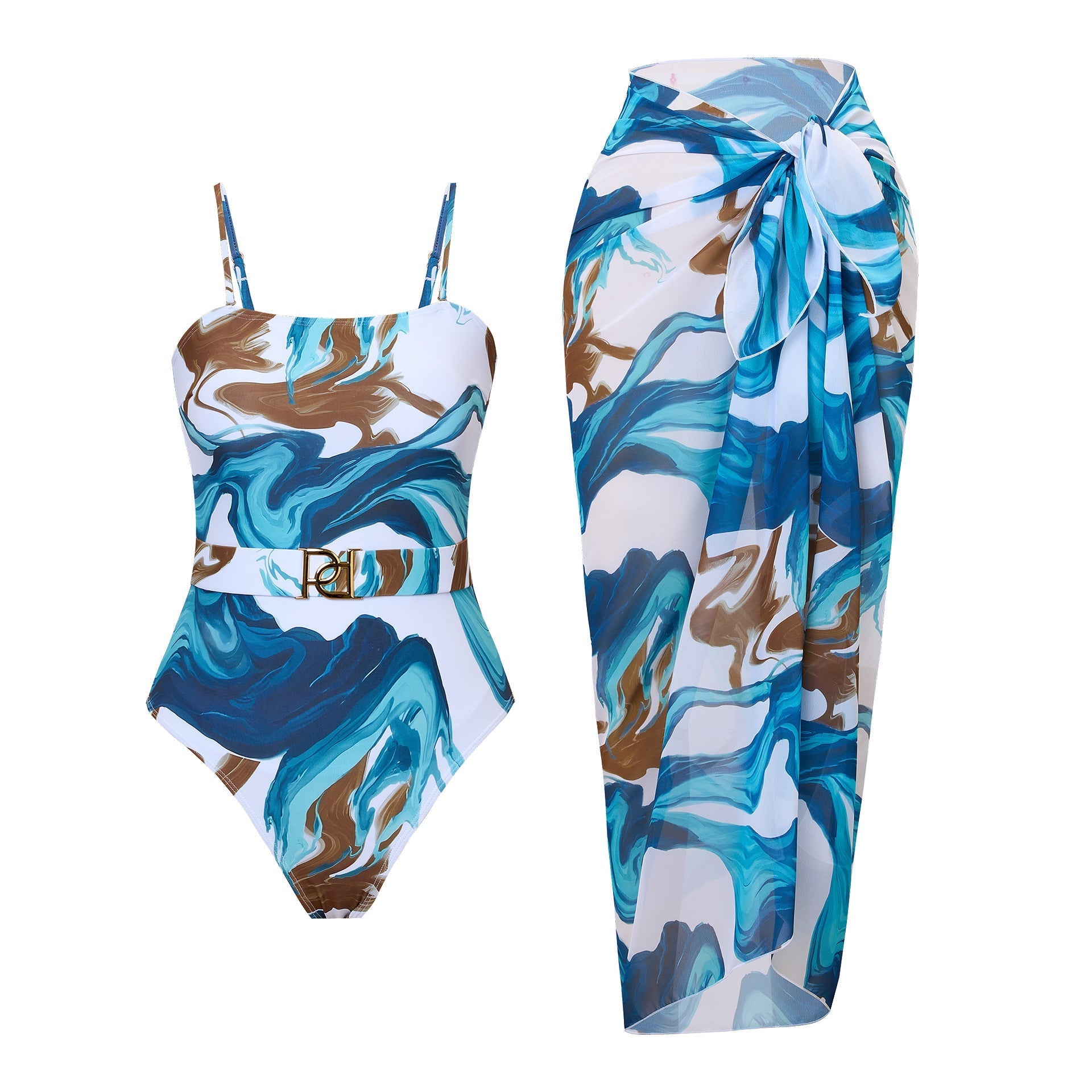 Sexy One Piece Triangle Swimsuit Women Chiffon Dress Two Piece Swimwear Set Bella Mia